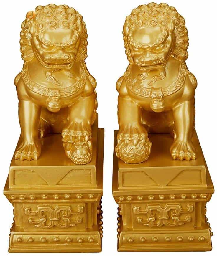 Pair of Fu Foo Dogs Guardian Lion Statues housewarming gifts traditional